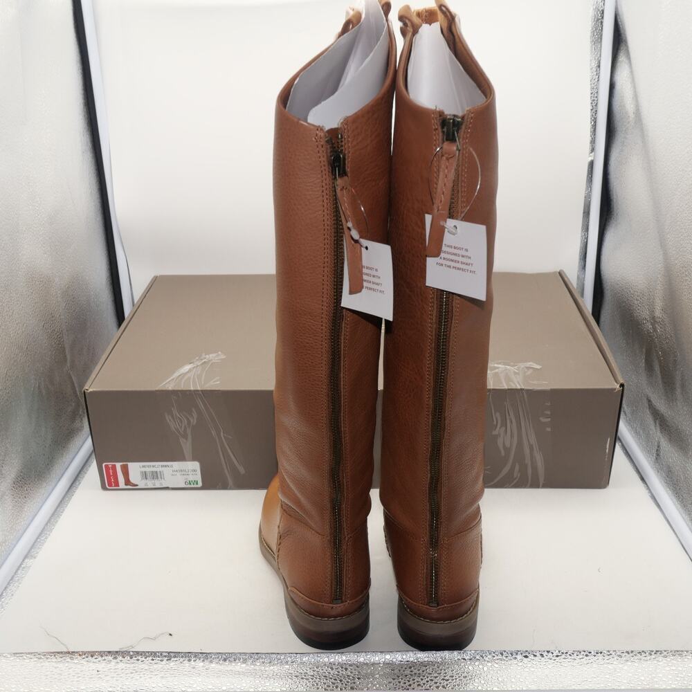 NEW Franco Sarto Meyer Wide Calf Tan Knee High Brown Leather Boot Women's 6 Wide - Picture 3 of 13